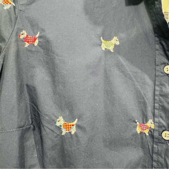 New J. Crew Navy Scottish Terrier Slim Fit Embroidered Shirt Size 12 - Picture 4 of 11